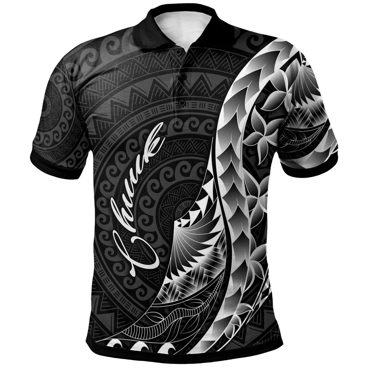 Polynesian Pride Apparel Chuuk Polo Shirt Polynesian Pattern Style Unisex Black - Polynesian Pride