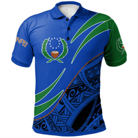 Polynesian Pride Apparel Pohnpei Polo Shirt Symmetrical Lines Unisex Blue - Polynesian Pride