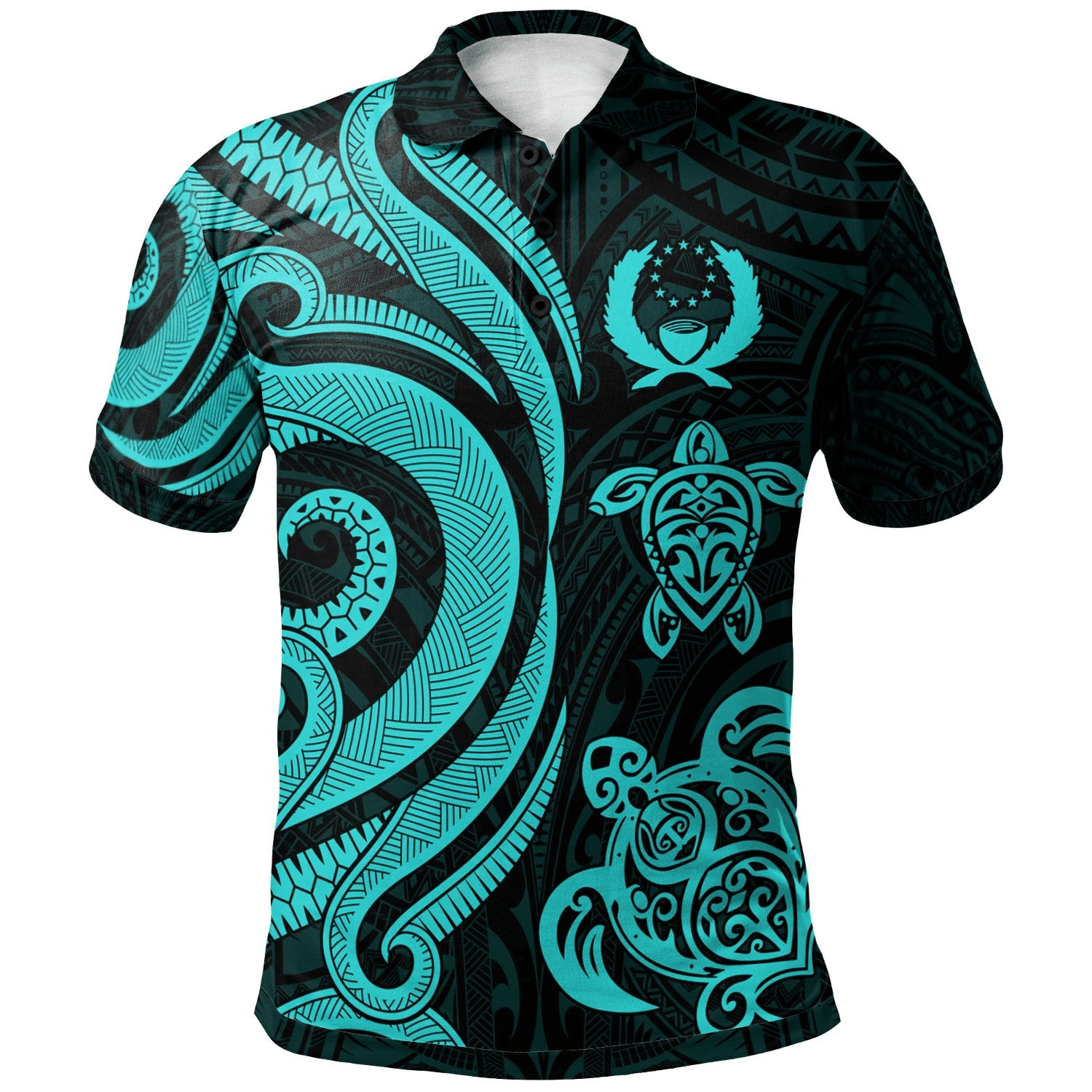 Polynesian Pride Apparel Pohnpei Polynesian Polo Shirt Turquoise Tentacle Turtle Unisex Turquoise - Polynesian Pride