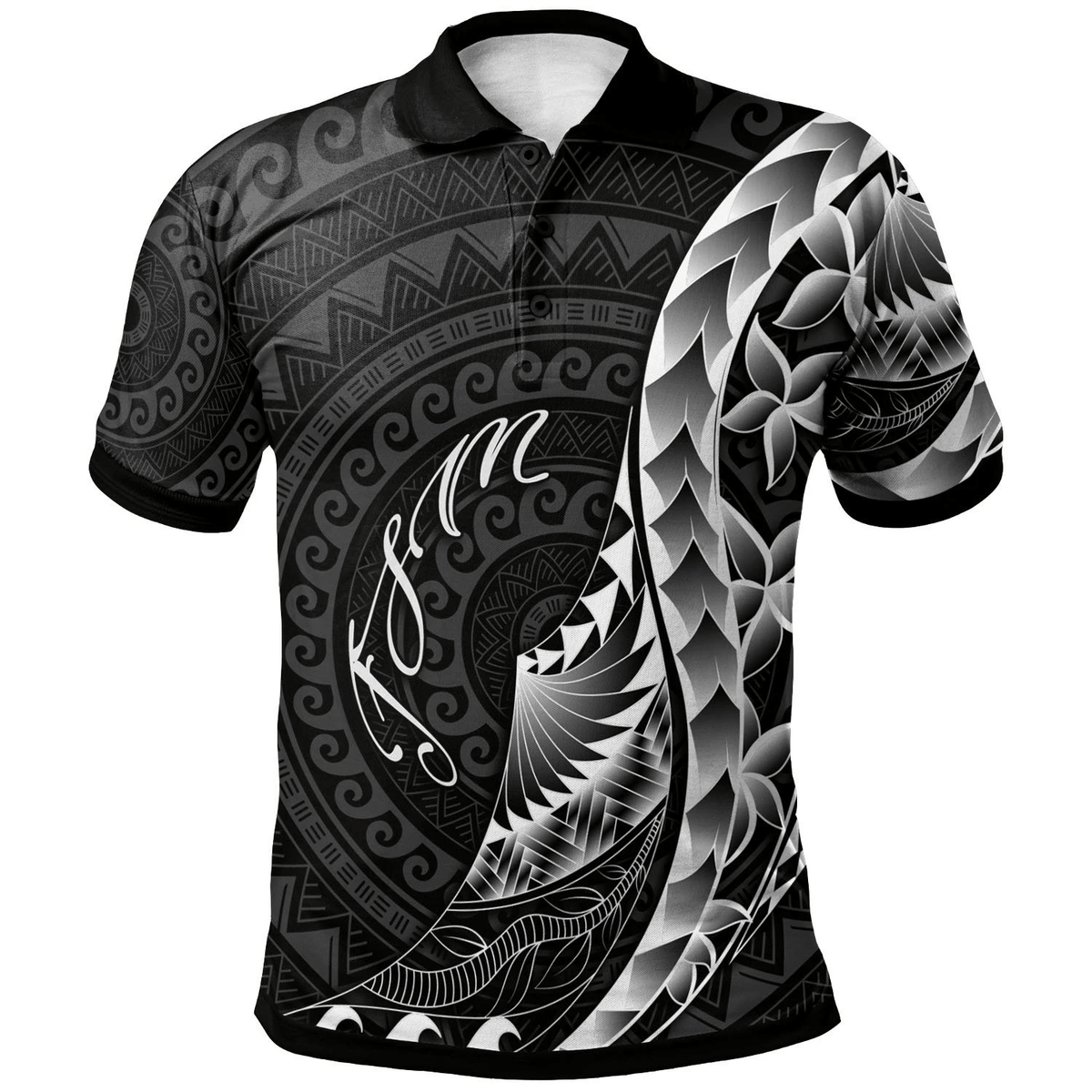 Polynesian Pride Apparel Federated States of Micronesia Polo Shirt Polynesian Pattern Style Unisex Black - Polynesian Pride