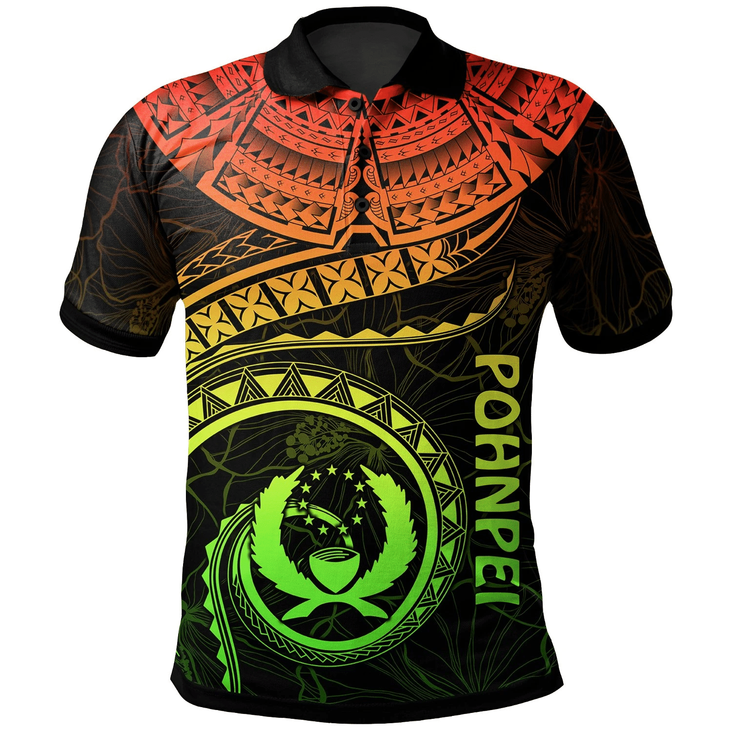 Polynesian Pride Apparel Pohnpei Polynesian Polo Shirt Pohnpei Waves (Reggae) Unisex Reggae - Polynesian Pride