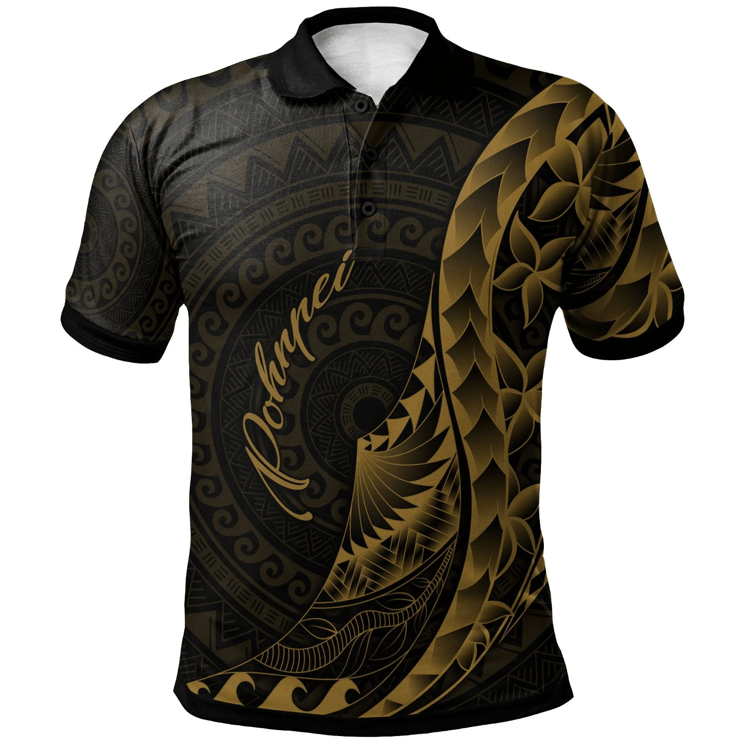 Polynesian Pride Apparel Pohnpei Polo Shirt Polynesian Pattern Style Gold Color Unisex Gold - Polynesian Pride