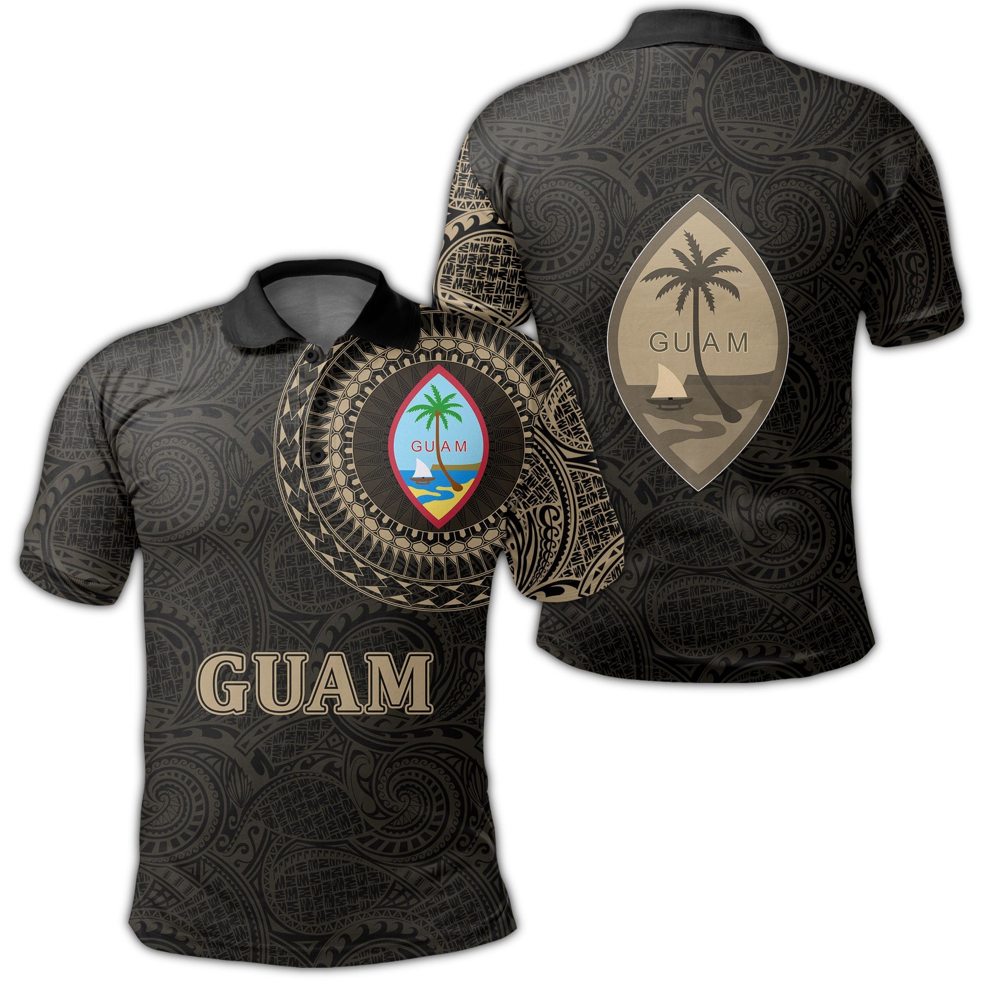 Polynesian Pride Apparel Guam Polo Shirt Guahan Coat Of Arms Special Arms Polo Shirt Unisex Black - Polynesian Pride