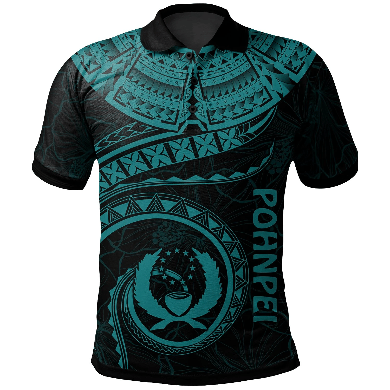 Polynesian Pride Apparel Pohnpei Polynesian Polo Shirt Pohnpei Waves (Turquoise) Unisex Turquoise - Polynesian Pride