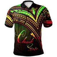 Polynesian Pride Apparel Chuuk State Polo Shirt Reggae Color Cross Style Unisex Black - Polynesian Pride