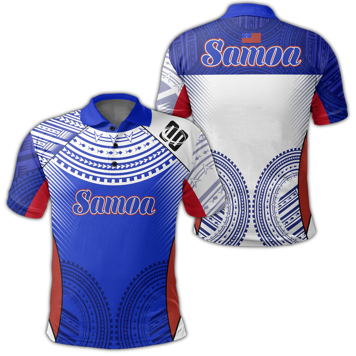 Polynesian Pride Apparel Samoa Polo Shirt Samoan Malofie Tattoo Rugby Polo Shirt Unisex Blue - Polynesian Pride