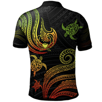 Polynesian Pride Apparel Pohnpei Polo Shirt Polynesian Turtle With Pattern Reggae - Polynesian Pride