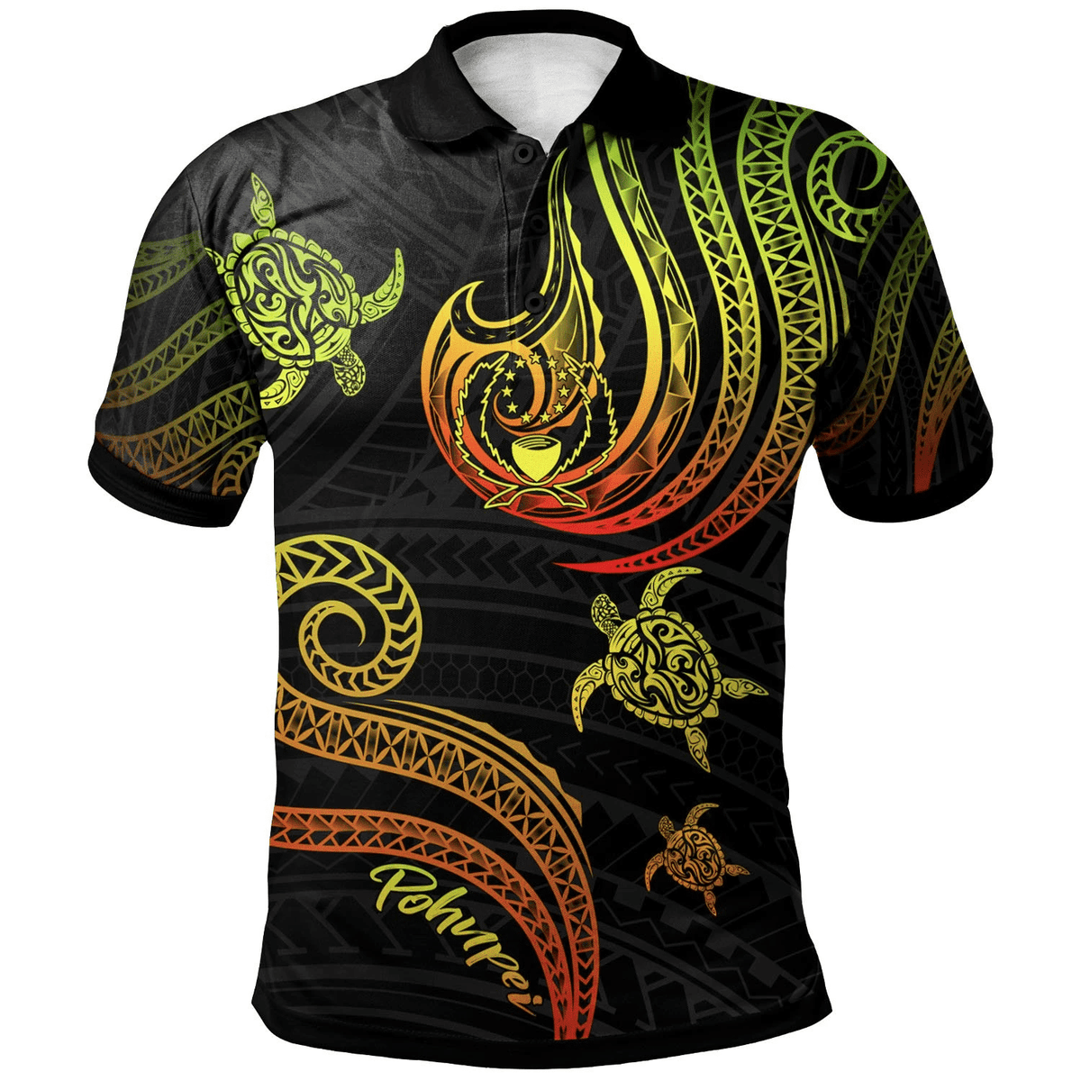 Polynesian Pride Apparel Pohnpei Polo Shirt Polynesian Turtle With Pattern Reggae Unisex Reggae - Polynesian Pride
