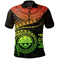 Polynesian Pride Apparel Federated States of Micronesia Polynesian Polo Shirt FSM Waves (Reggae) Unisex Reggae - Polynesian Pride
