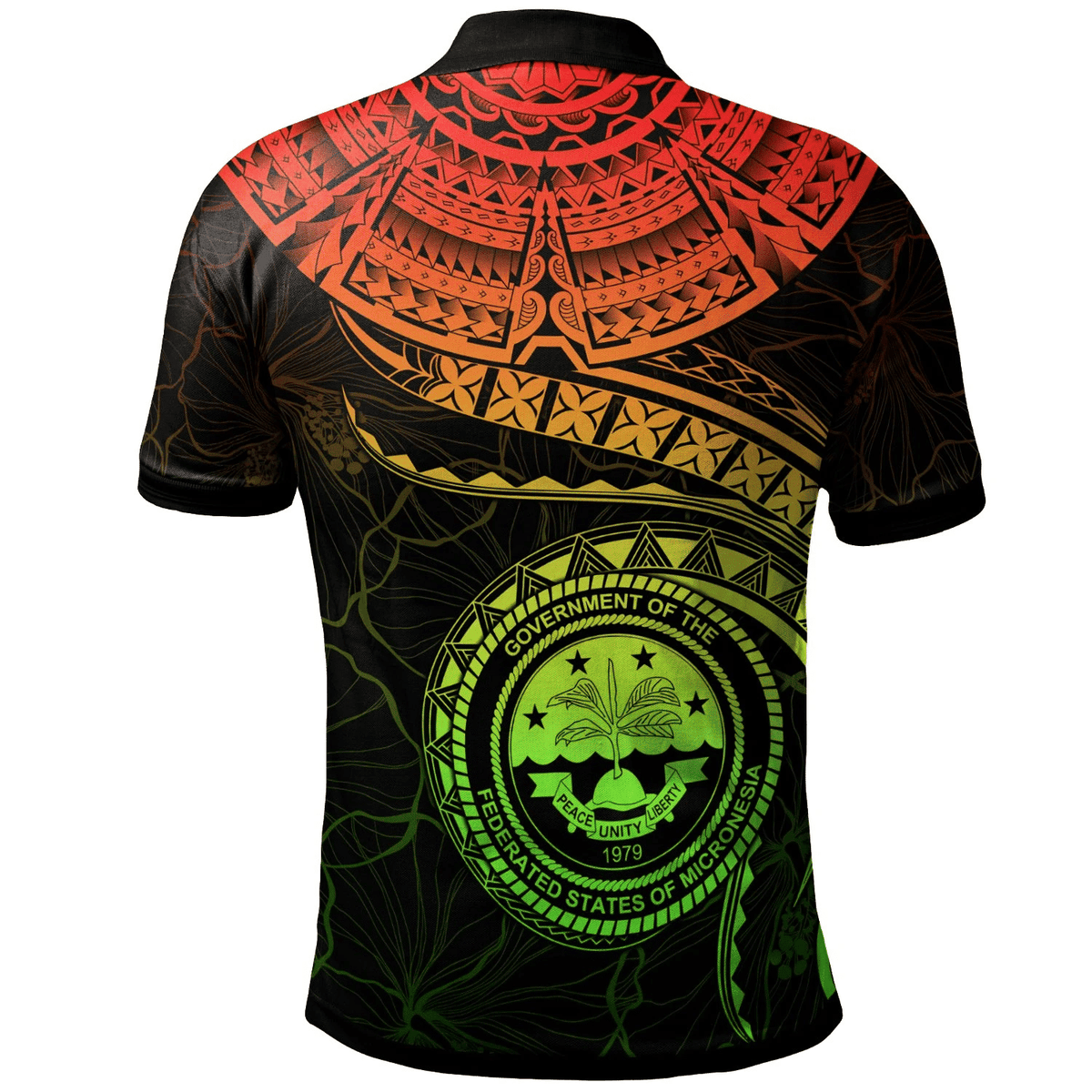 Polynesian Pride Apparel Federated States of Micronesia Polynesian Polo Shirt FSM Waves (Reggae) - Polynesian Pride