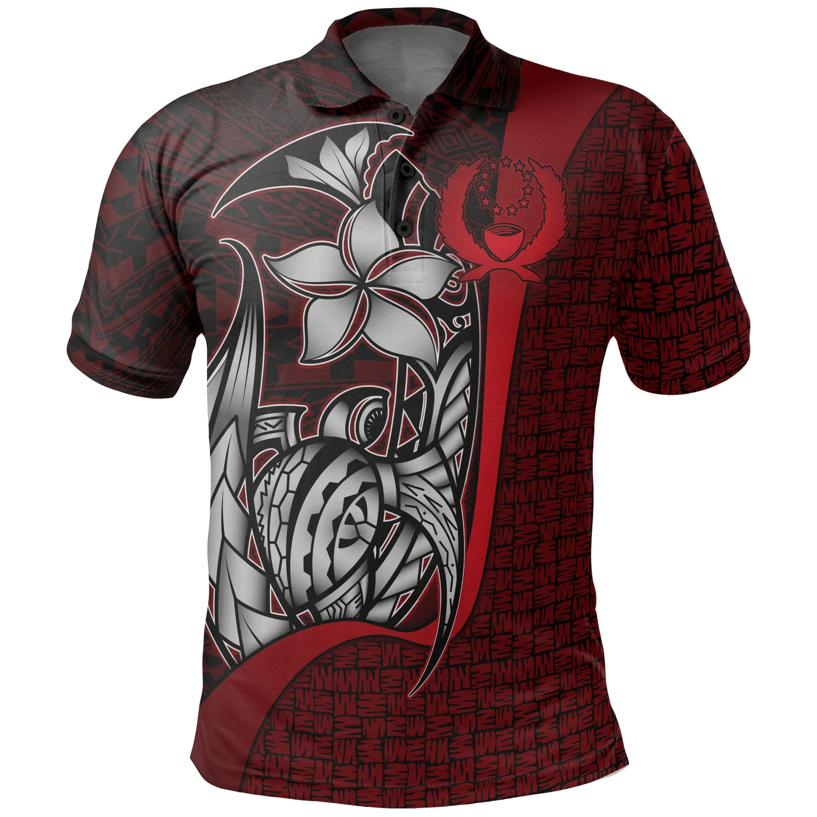 Polynesian Pride Apparel Pohnpei Micronesian Polo Shirt Red Turtle With Hook Unisex RED - Polynesian Pride