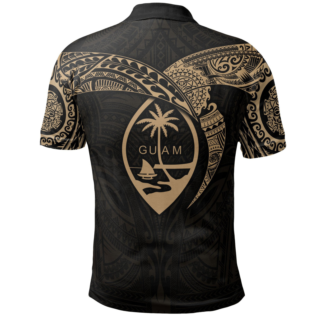 Polynesian Pride Apparel Guam Polynesian Polo Shirt Gold Heart Shield - Polynesian Pride