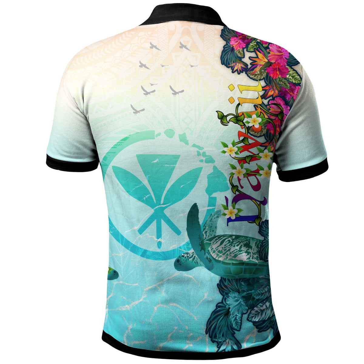 Polynesian Pride Apparel Hawaii Polo Shirt View sea Hawaii With Turtle - Polynesian Pride