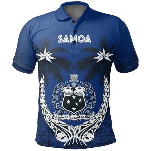 Polynesian Pride Apparel Samoa Polynesian Coconut Polo Shirt (Blue) Unisex Blue - Polynesian Pride