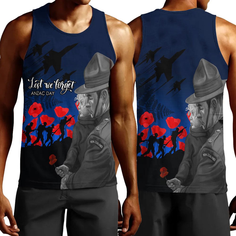 Polynesian Pride Clothing - New Zealand Remembrance Men Tank Top Black - Polynesian Pride