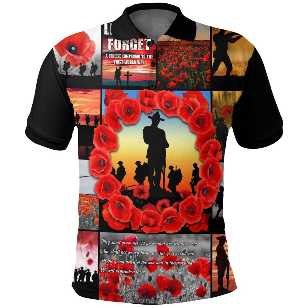 Polynesian Pride Clothing ANZAC Day Lest We Forget Banner Polo Shirt - Polynesian Pride