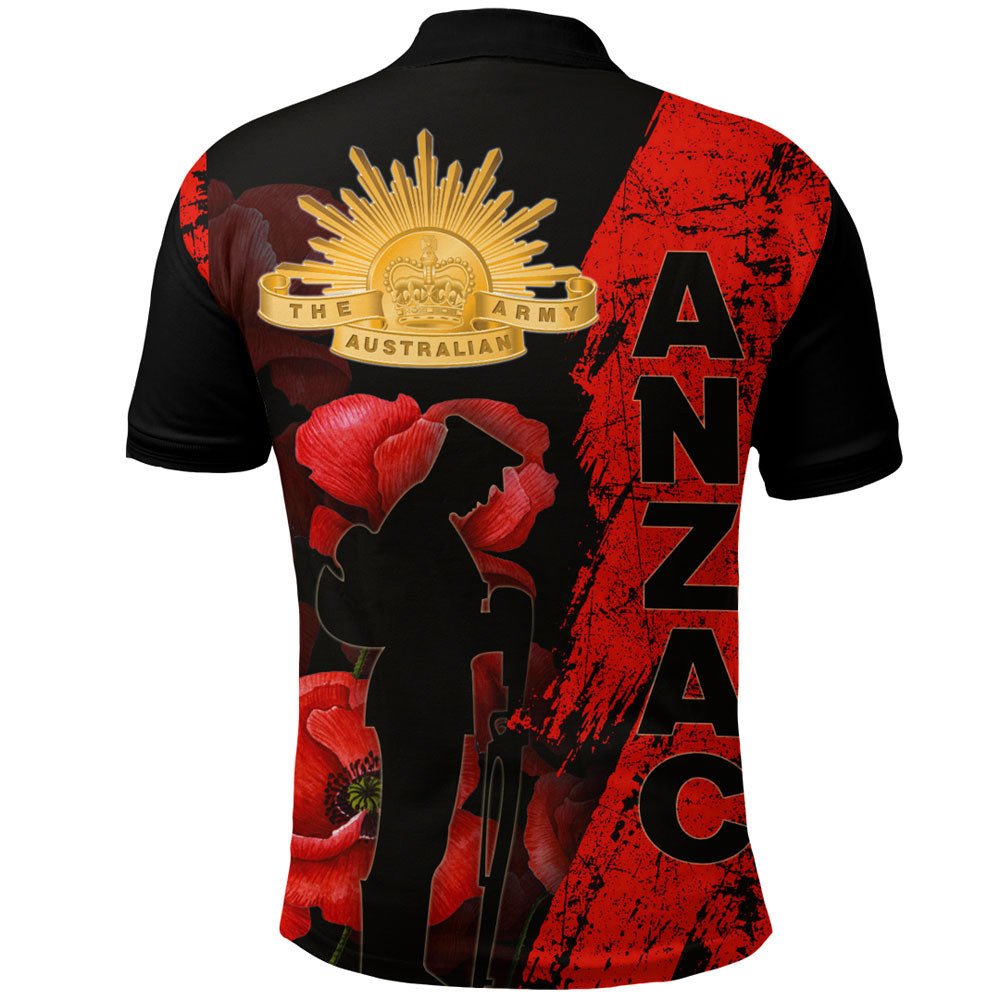 Polynesian Pride Clothing ANZAC Day Soldier Silhouette Remembrance Polo Shirt - Polynesian Pride