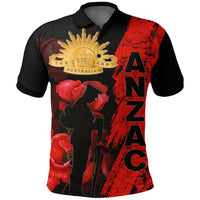 Polynesian Pride Clothing ANZAC Day Soldier Silhouette Remembrance Polo Shirt - Polynesian Pride