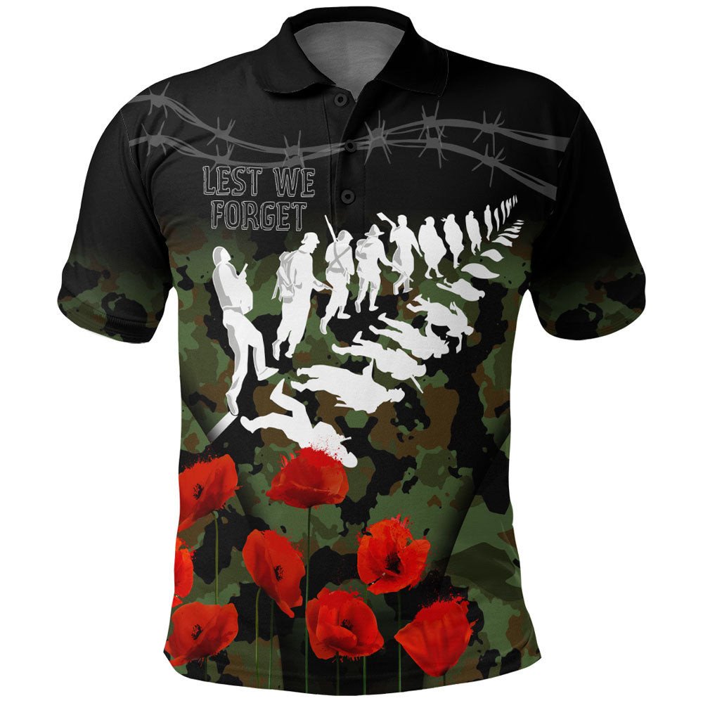 Polynesian Pride Clothing New Zealand ANZAC Lest We Forget Poppy Camo Polo Shirt - Polynesian Pride