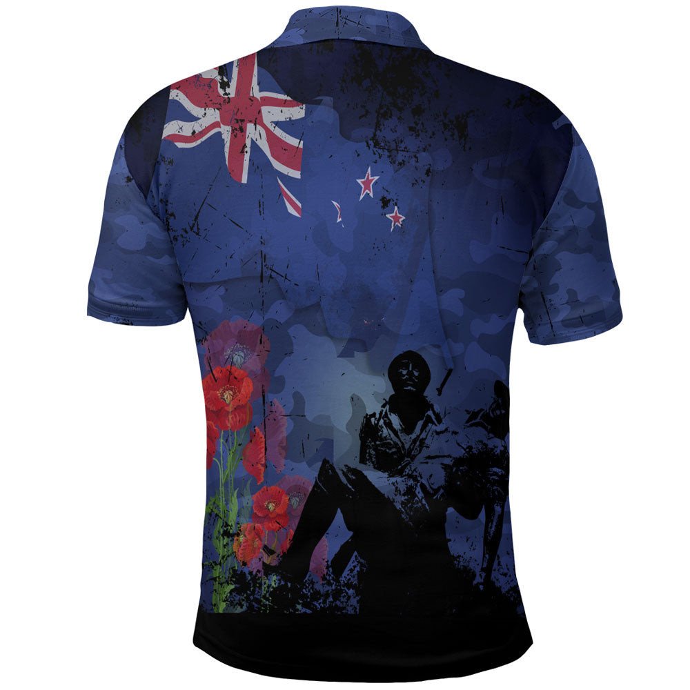 Polynesian Pride Clothing New Zealand ANZAC Day Soldier and Poppy Camouflage Polo Shirt - Polynesian Pride