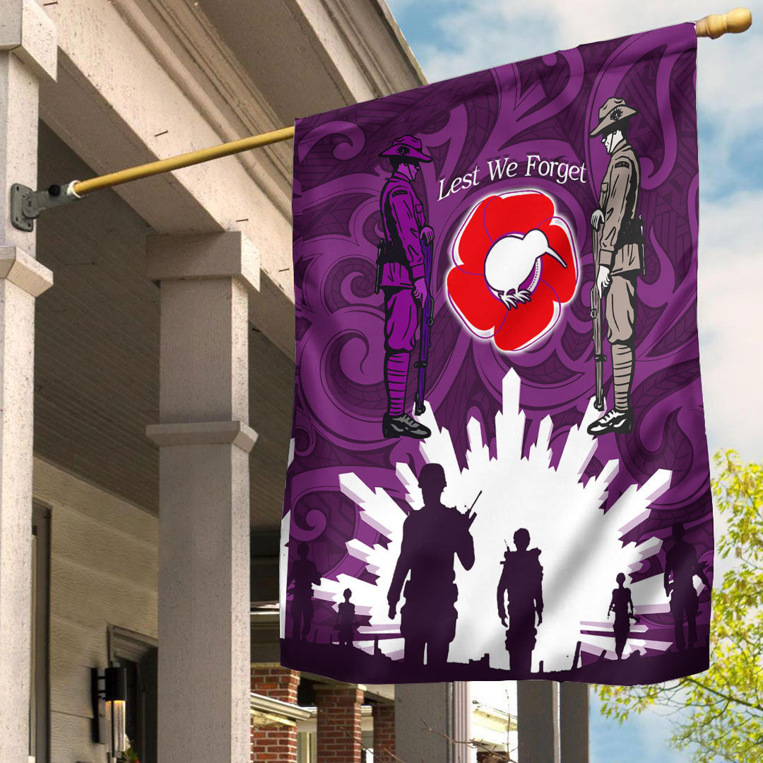 Polynesian Pride Flag - New Zealand Anzac Walking In The Sun Purple Flag - Polynesian Pride