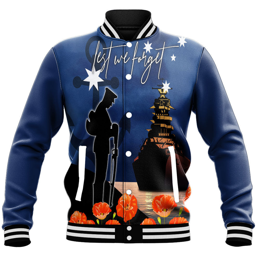 Polynesian Pride Clothing - Anzac Day Navy Blue Baseball Jacket - Polynesian Pride