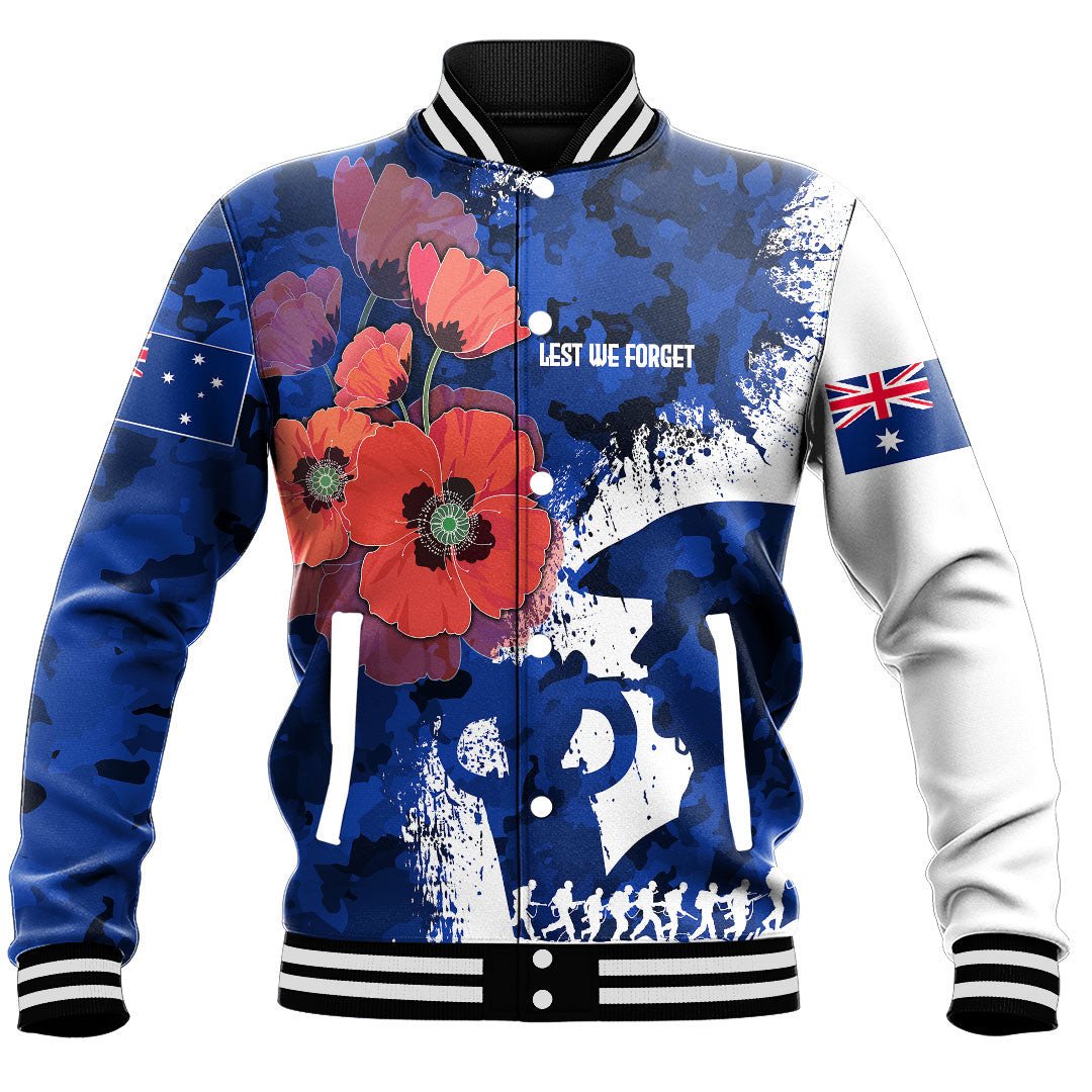Polynesian Pride Clothing - (Custom) Anzac Day Silhouette Soldier Baseball Jacket - Polynesian Pride