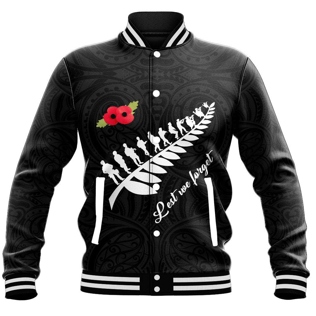 Polynesian Pride Clothing - Anzac Fern Lest We Forget Baseball Jacket - Polynesian Pride