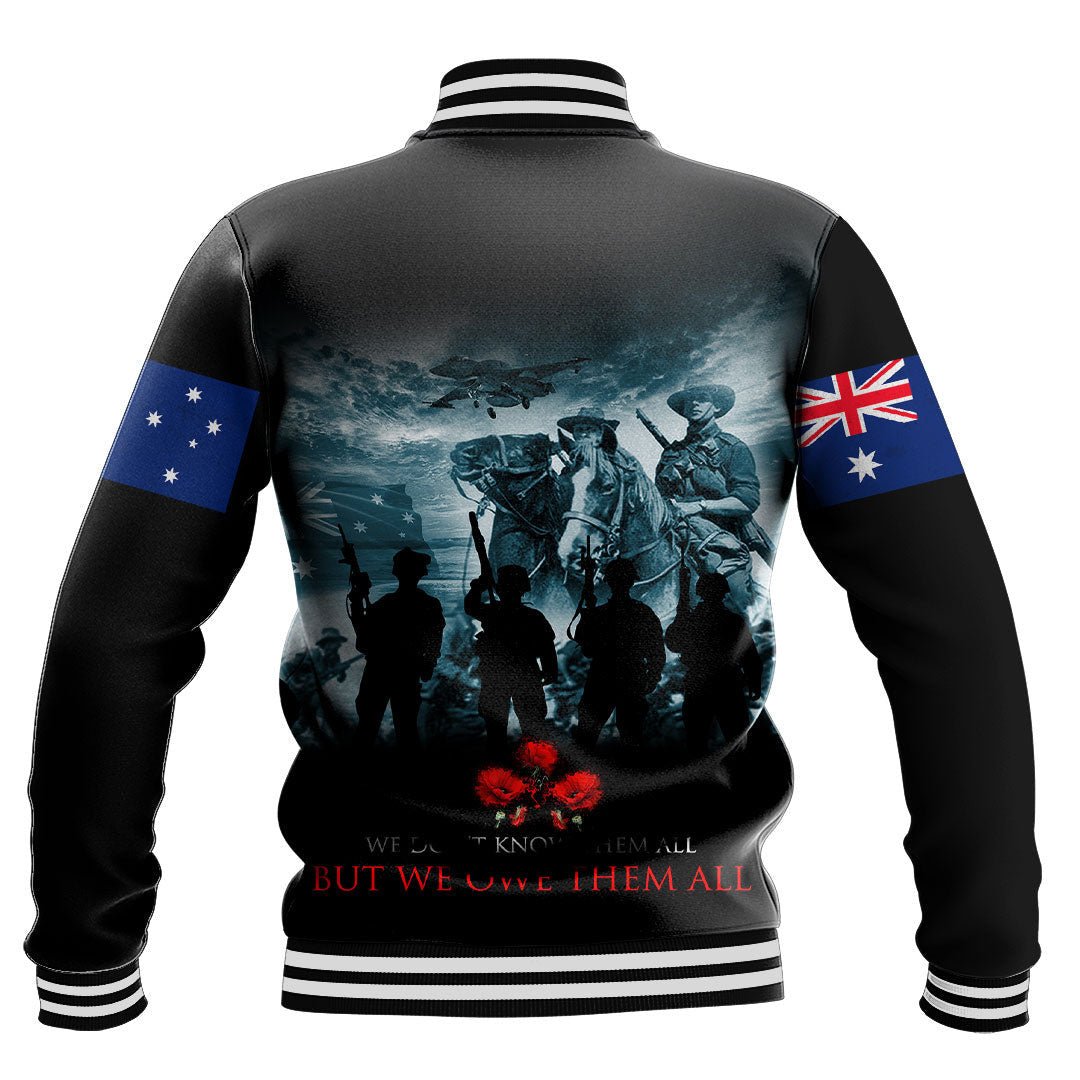 Polynesian Pride Clothing - Australia Anzac Day Soldier Remembrance Baseball Jacket - Polynesian Pride