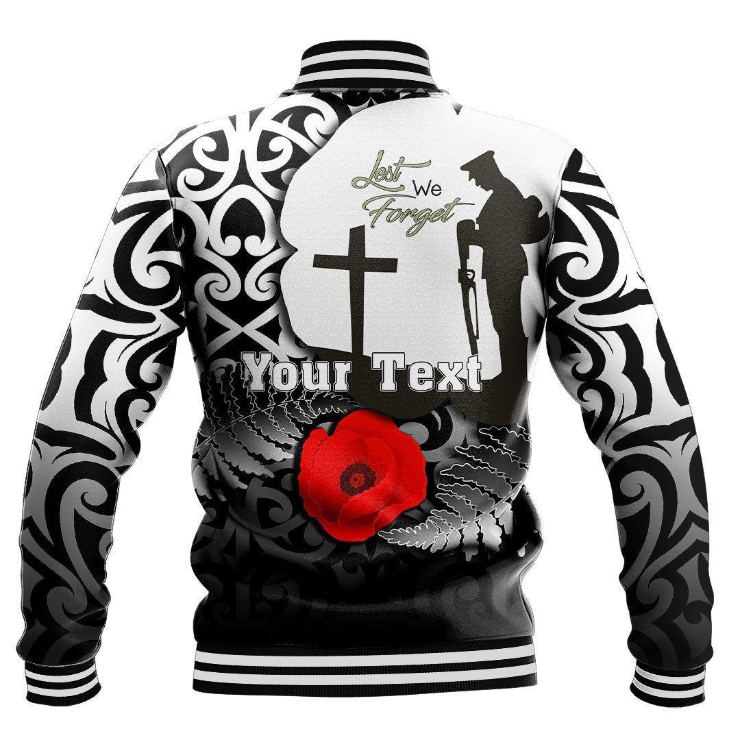 Polynesian Pride Clothing - (Custom) Anzac Day Poppy Remembrance Baseball Jacket - Polynesian Pride