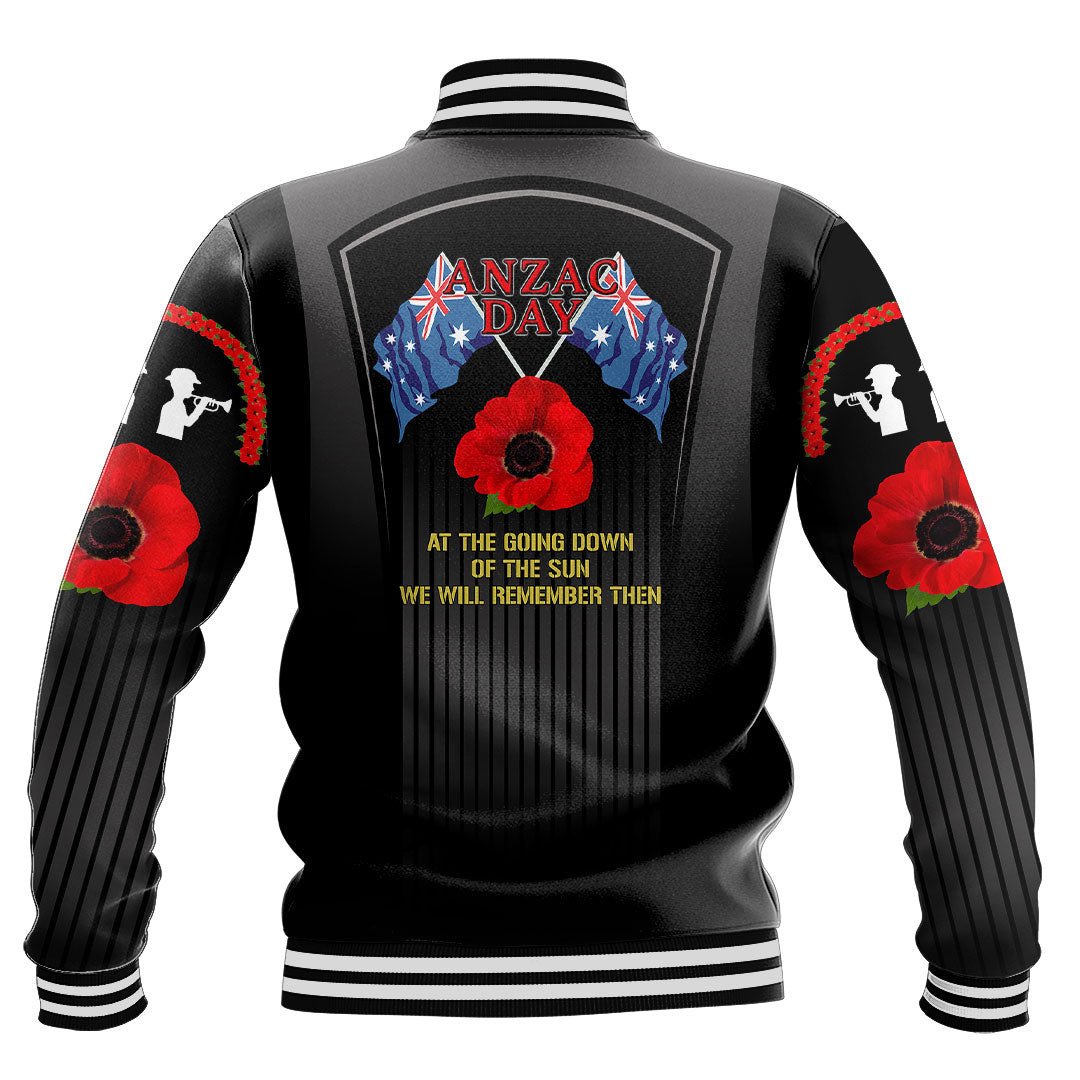 Polynesian Pride Clothing - Anzac Remembrance Day Lest We Forget Baseball Jacket - Polynesian Pride