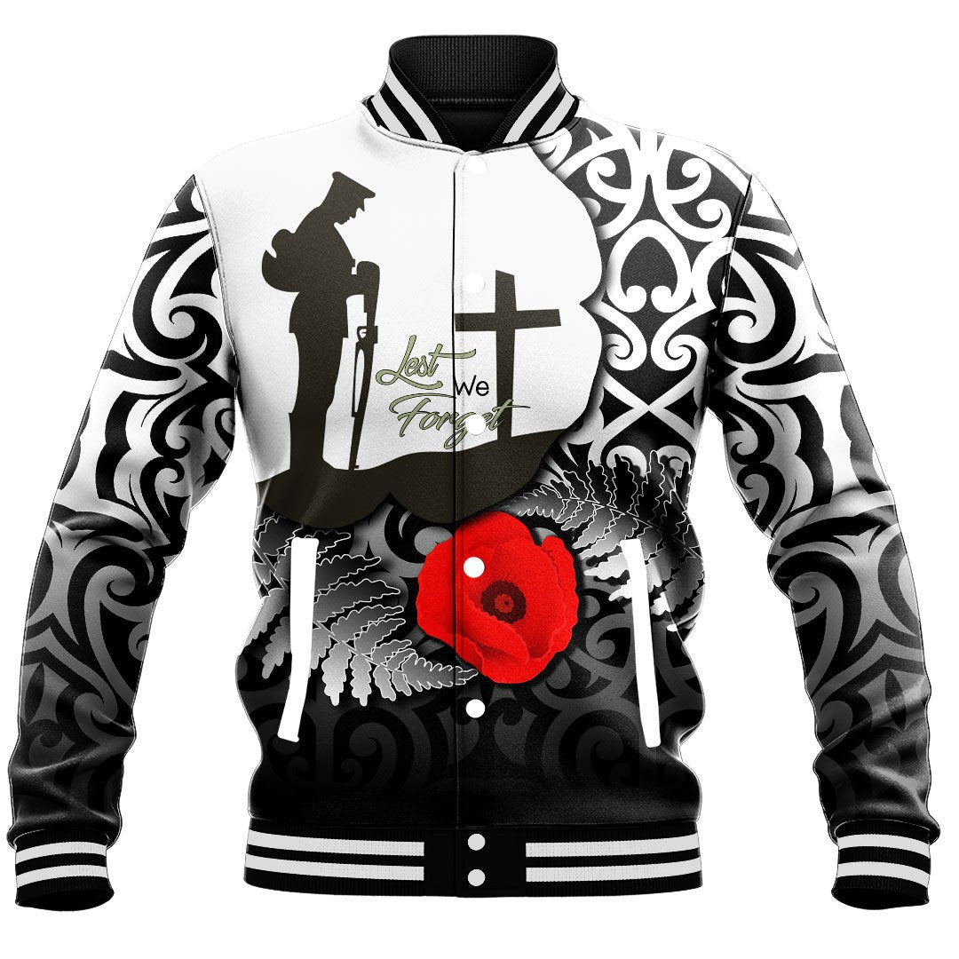 Polynesian Pride Clothing - (Custom) Anzac Day Poppy Remembrance Baseball Jacket - Polynesian Pride