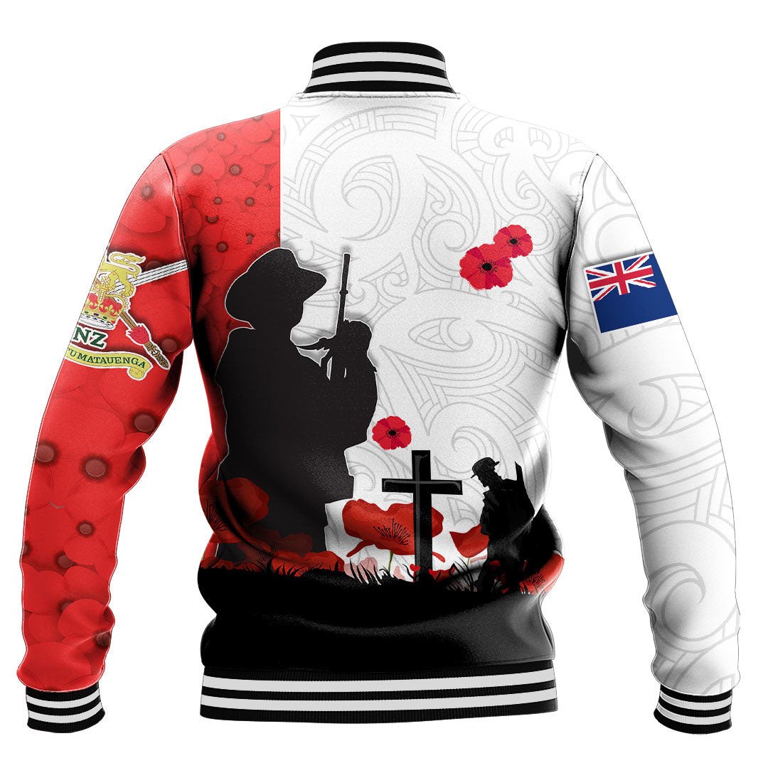 Polynesian Pride Clothing - New Zealand Anzac Lest We Forget Baseball Jacket - Polynesian Pride