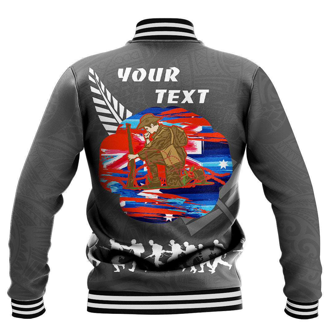 Polynesian Pride Clothing - (Custom) New Zealand Anzac Red Poopy Baseball Jacket - Polynesian Pride