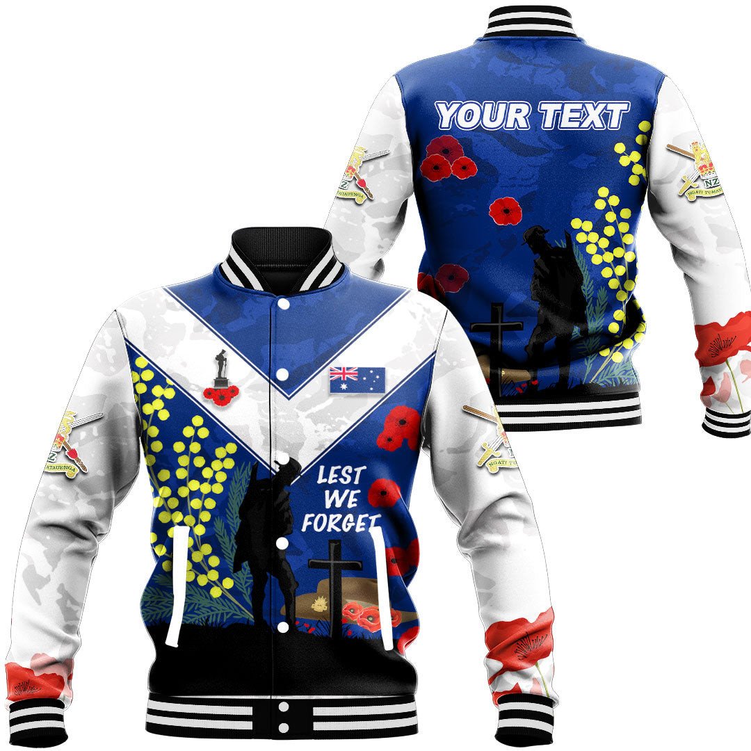 Polynesian Pride Clothing - (Custom) Australia Anzac Lest We Forget 2022 Baseball Jacket Unisex Black - Polynesian Pride