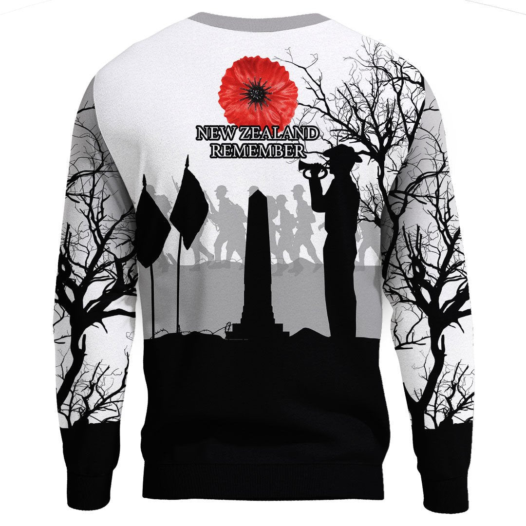 Polynesian Pride Clothing - New Zealand Anzac Lest We Forget Remebrance Day White.Sweatshirt - Polynesian Pride