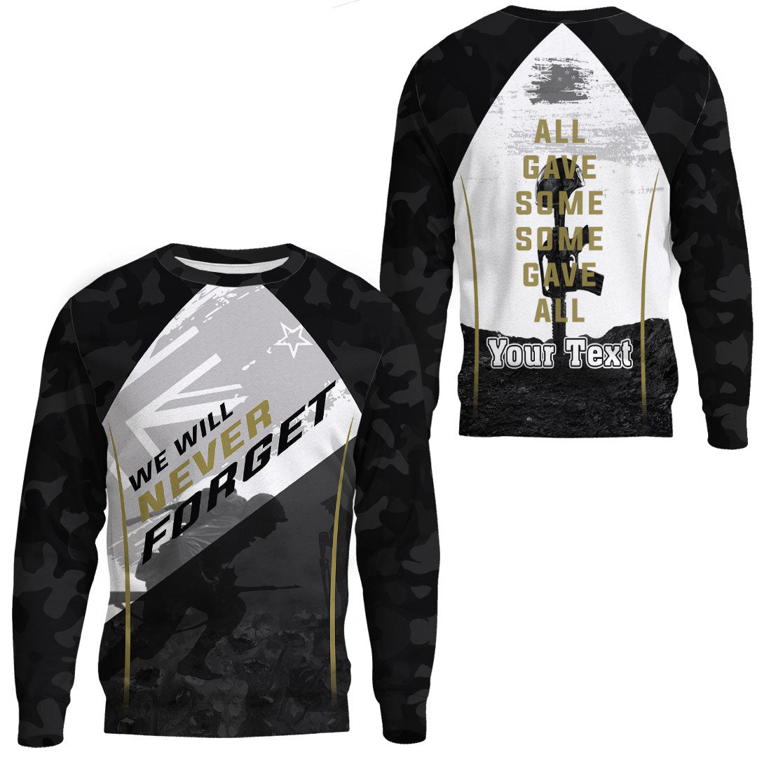 Polynesian Pride Clothing - (Custom) Anzac Day We Will Never Forget.Sweatshirt Unisex Black - Polynesian Pride