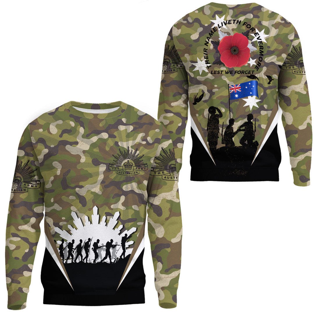 Polynesian Pride Clothing - Anzac Day Their Name Liveth For Evermore.Sweatshirt Unisex Black - Polynesian Pride