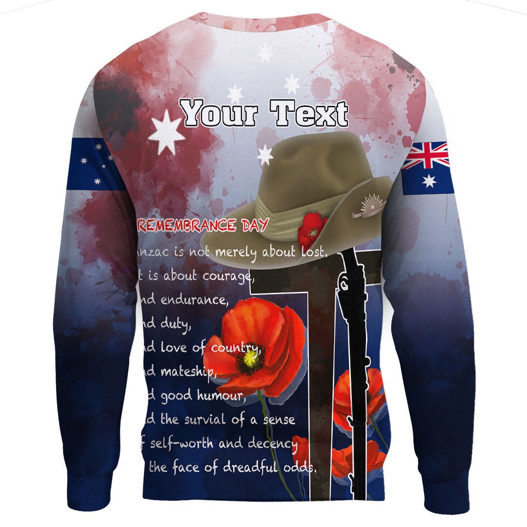 Polynesian Pride Clothing - (Custom) Anzac Day Remembrance Day Qoute.Sweatshirt - Polynesian Pride