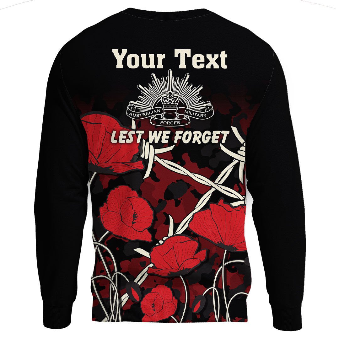 Polynesian Pride Clothing - (Custom) Anzac Day Camouflage Poppy & Barbed Wire.Sweatshirt - Polynesian Pride