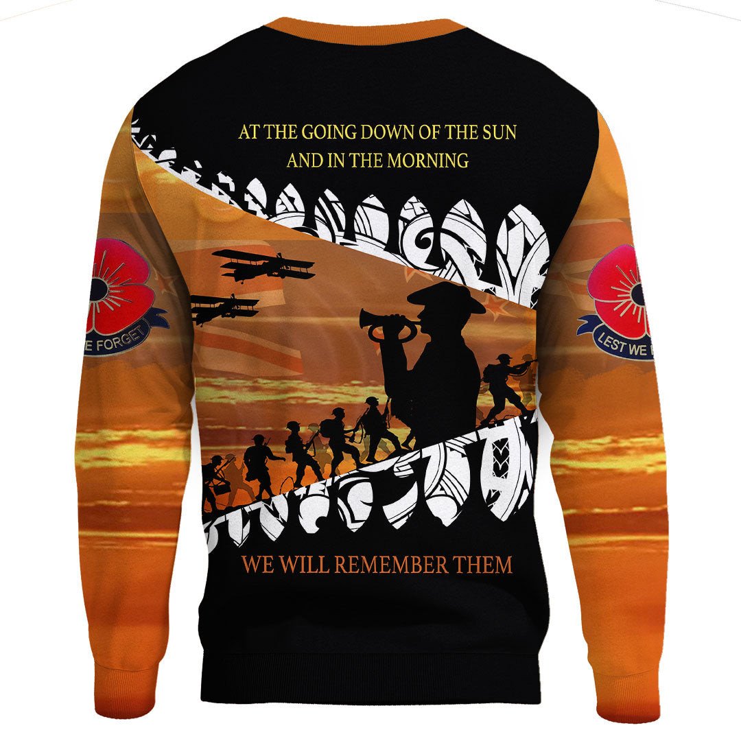 Polynesian Pride Clothing - New Zealand Anzac Day We Will Remember Them.Sweatshirt - Polynesian Pride