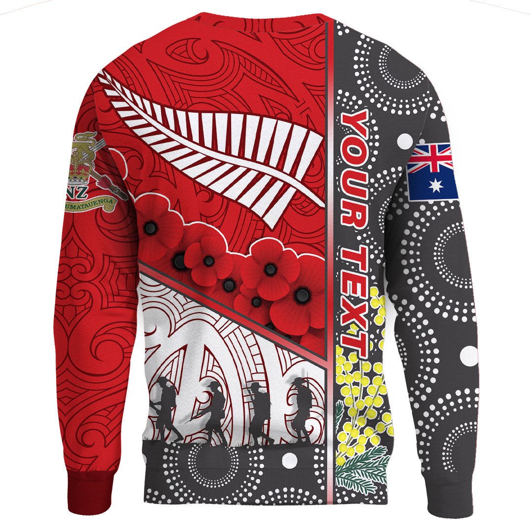 Polynesian Pride Clothing - (Custom) Australia Indigenous & New Zealand Maori Anzac (Red) Sweatshirt - Polynesian Pride