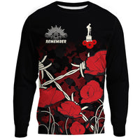 Polynesian Pride Clothing - (Custom) Anzac Day Camouflage Poppy & Barbed Wire.Sweatshirt - Polynesian Pride