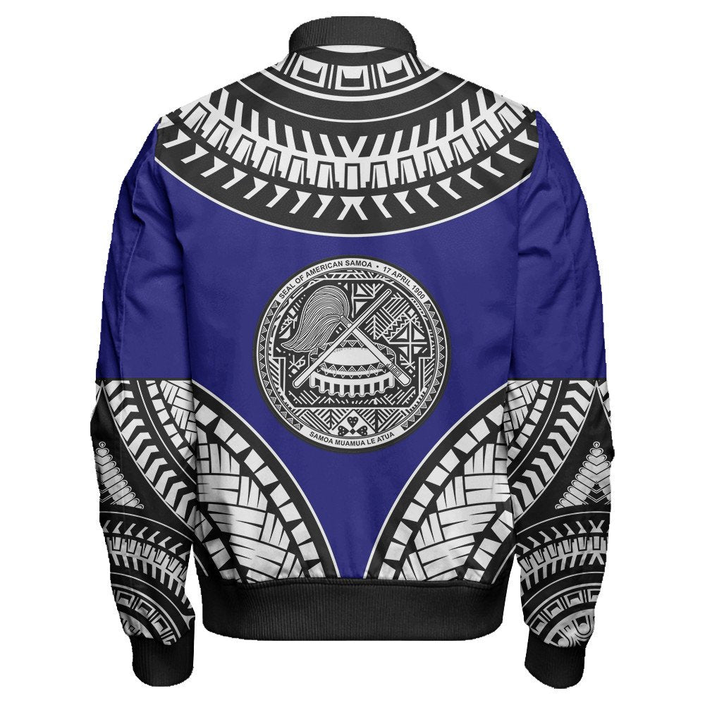 Polynesian Pride Jacket - American Samoa Tattoo Chief Sleeve Zip Bomber Jacket LT10 - Polynesian Pride