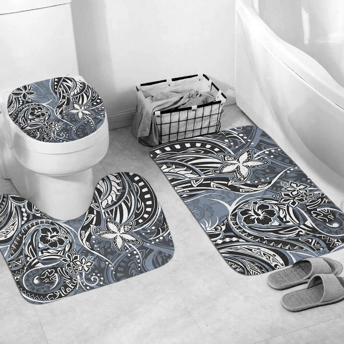 Polynesian Home Set - Tribal Slate Print Bathroom Set LT10 - Polynesian Pride