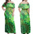 Polynesian Dress - Kiwi Green Lanai Tribal Jungle Off Shoulder Long Dress LT10 Women Green - Polynesian Pride