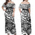 Polynesian Dress - Black And White Tribal Off Shoulder Long Dress LT10 Women Black - Polynesian Pride