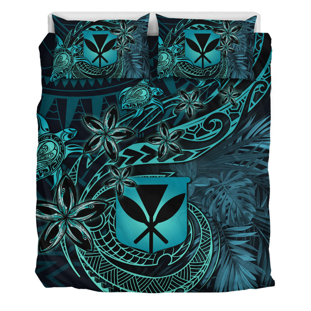Polynesian Pride Home Set - Hawaii Kanaka Maoli Turquoise Tiare Honu Bedding Set LT10 - Polynesian Pride