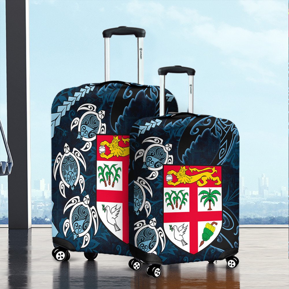 Polynesian Pride Luggage Covers - Fiji Coat of Arms Turtle Palm Tree Travel Suitcase Cover LT10 - Polynesian Pride