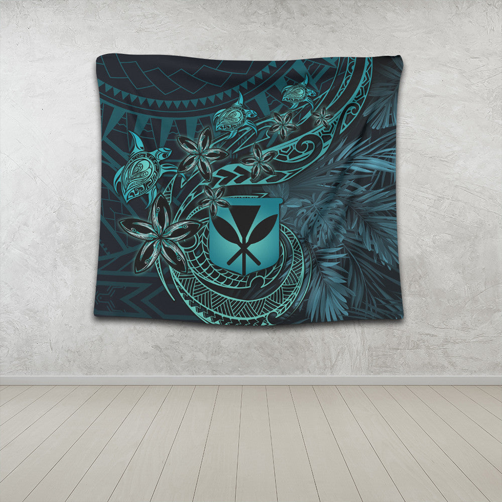 Polynesian Pride Home Decor - Hawaii Kanaka Maoli Turquoise Tiare Honu Tapestry LT10 - Polynesian Pride